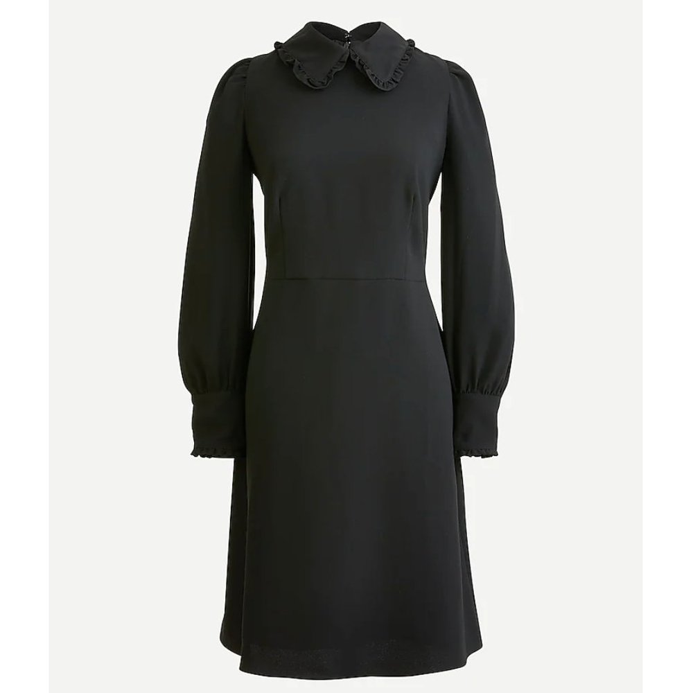 J. Crew A-line Dress with Ruffle Collar: Black, Size 6